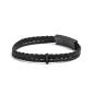 Preview: Doppeltes Armband aus schwarzem italienischem Nappaleder mit schwarzem Finish - Duo Black